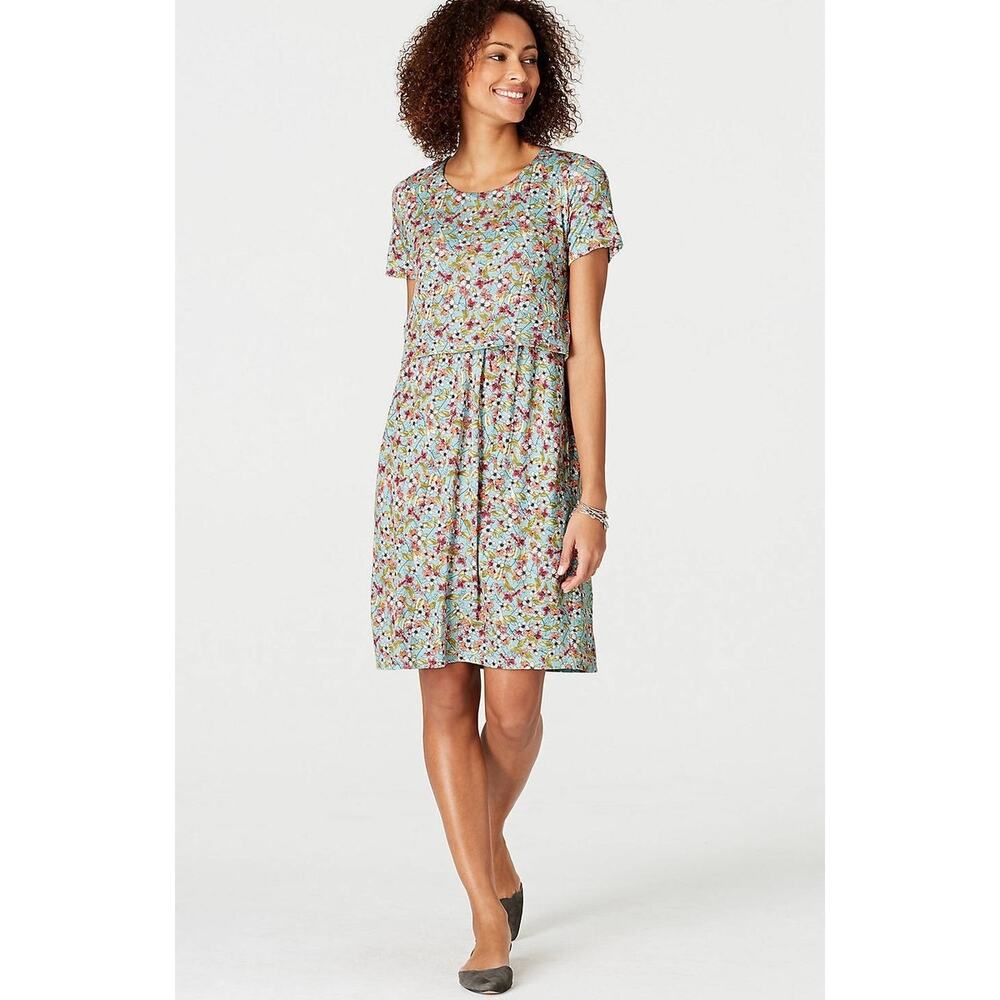 J. Jill Dress Women’s Large Floral Soft Layered Knee Length Feminine Romantic